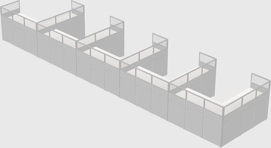 Shared l-shaped cubicle