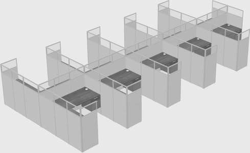 Shared l-shaped cubicle