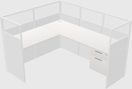 Shared l-shaped cubicle