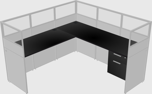 Shared l-shaped cubicle