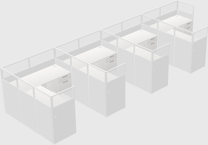 Shared l-shaped cubicle