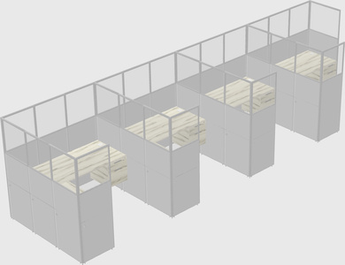 Shared l-shaped cubicle