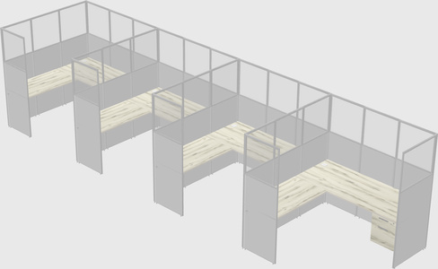 Shared l-shaped cubicle