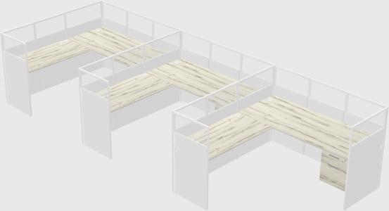 Shared l-shaped cubicle
