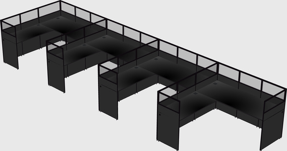 Shared l-shaped cubicle