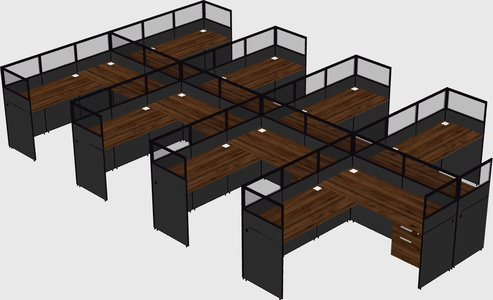Shared l-shaped cubicle