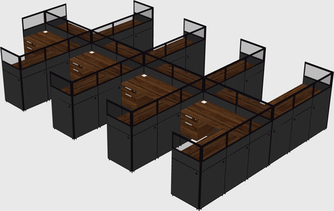 Shared l-shaped cubicle