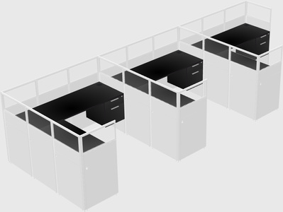Shared l-shaped cubicle