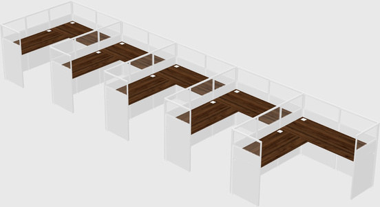 Shared l-shaped cubicle
