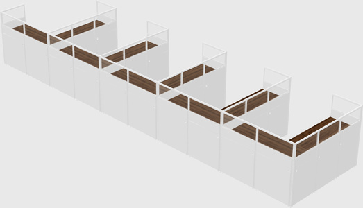 Shared l-shaped cubicle