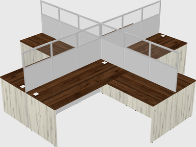 Shared l-shaped cubicles