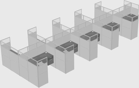 Shared l-shaped cubicle