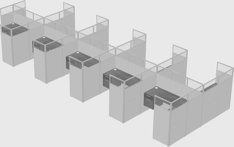 Shared l-shaped cubicle