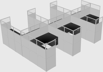 Shared l-shaped cubicle