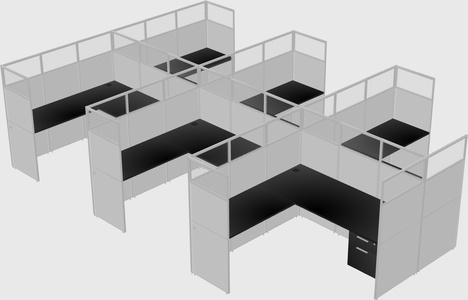 Shared l-shaped cubicle