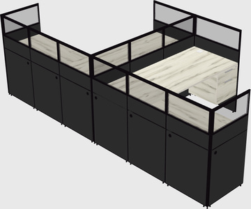 Shared l-shaped cubicle