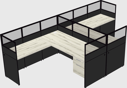 Shared l-shaped cubicle