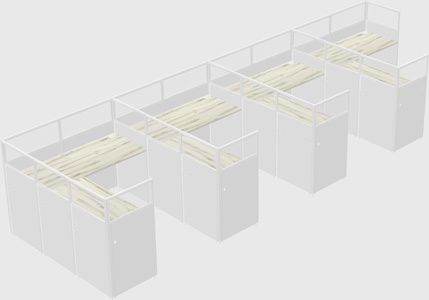 Shared l-shaped cubicle
