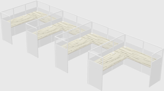Shared l-shaped cubicle