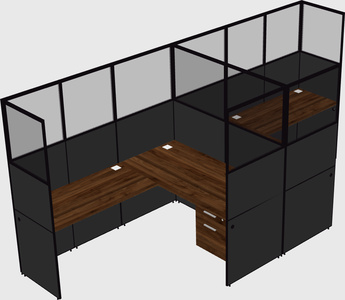 Shared l-shaped cubicle