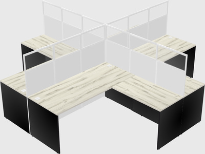 Shared l-shaped cubicles