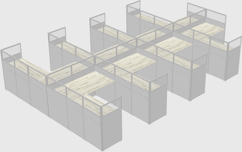 Shared l-shaped cubicle