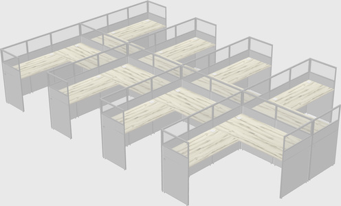 Shared l-shaped cubicle