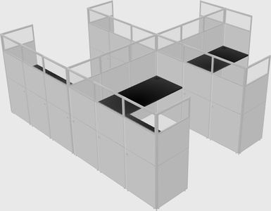 Shared l-shaped cubicle
