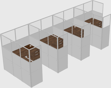 Shared l-shaped cubicle
