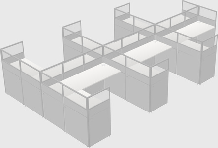 Shared l-shaped cubicle
