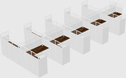 Shared l-shaped cubicle