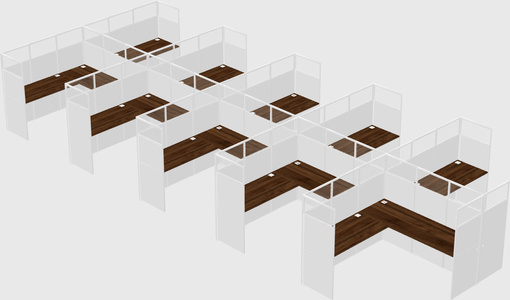 Shared l-shaped cubicle