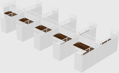 Shared l-shaped cubicle