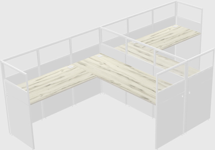 Shared l-shaped cubicle