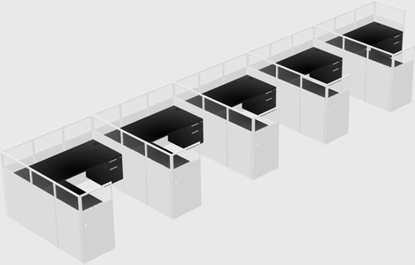 Shared l-shaped cubicle