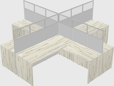 Shared l-shaped cubicles