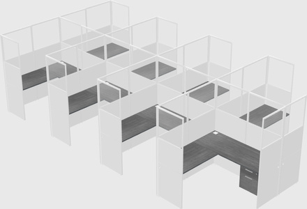 Shared l-shaped cubicle