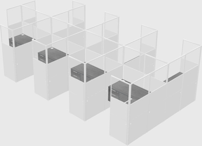 Shared l-shaped cubicle