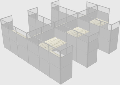 Shared l-shaped cubicle
