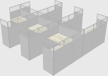 Shared l-shaped cubicle