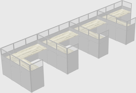 Shared l-shaped cubicle