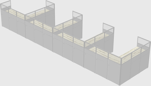 Shared l-shaped cubicle