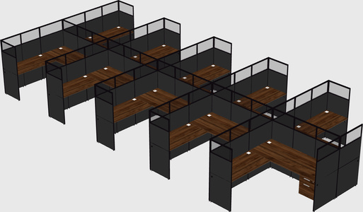 Shared l-shaped cubicle