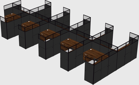 Shared l-shaped cubicle