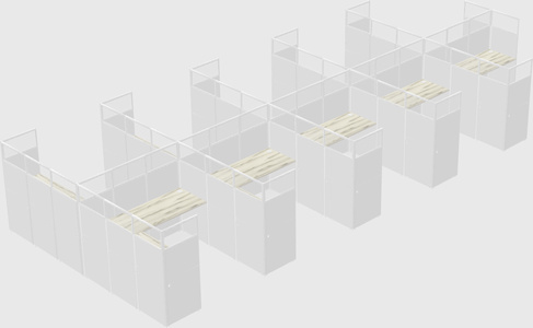 Shared l-shaped cubicle