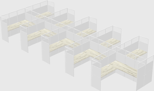 Shared l-shaped cubicle