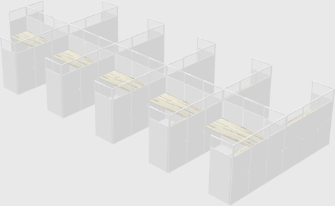 Shared l-shaped cubicle