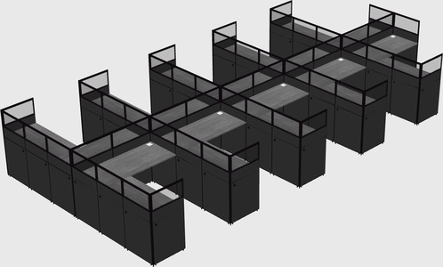 Shared l-shaped cubicle