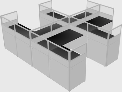 Shared l-shaped cubicle