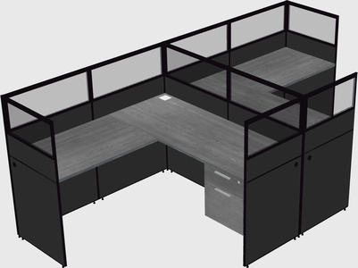 Shared l-shaped cubicle